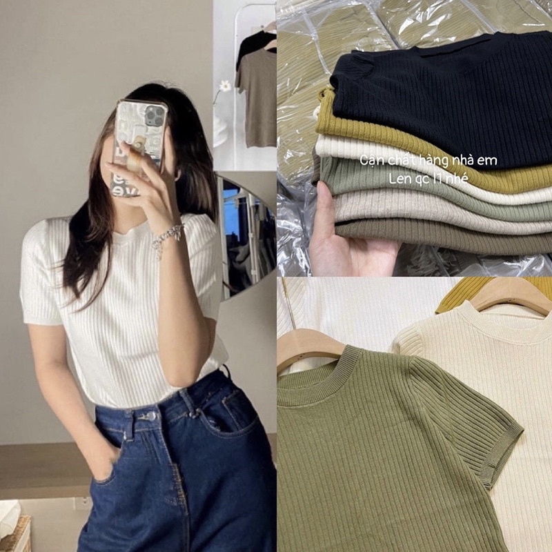 3029# Áo Len Cổ Tròn Cộc Tay