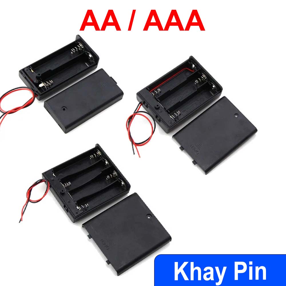 Hộp Đế pin có nắp Công tắc bật tắt cho 2 3 4 pin tiểu AA 2A pin đũa AAA 3A khay pin nối tiếp