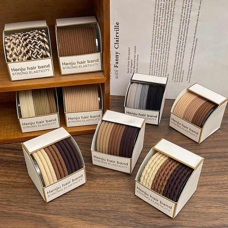 Bộ 18 Dây Thun Cột Tóc Co Giãn Phong Cách Hàn Quốc Đơn Giản Dành Cho Nữ