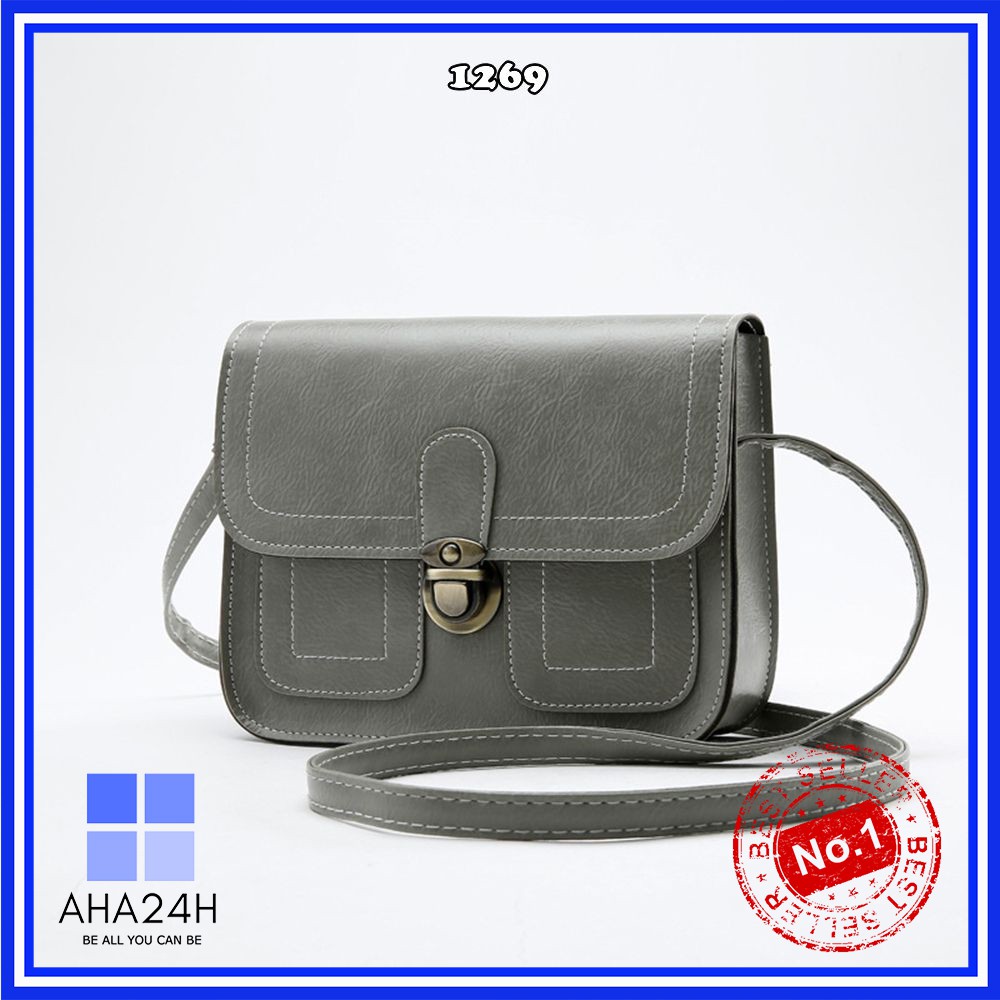 Túi đeo chéo hàn quốc⚡FREESHIP⚡túi hộp nữ khóa cài phong cách vintage AH1269