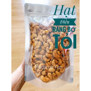 Hạt Điều Rang Bơ Tỏi (món ăn ăn vặt) túi 500g, hạt nguyên, không ớt, thơm bơ, đậm đà vị