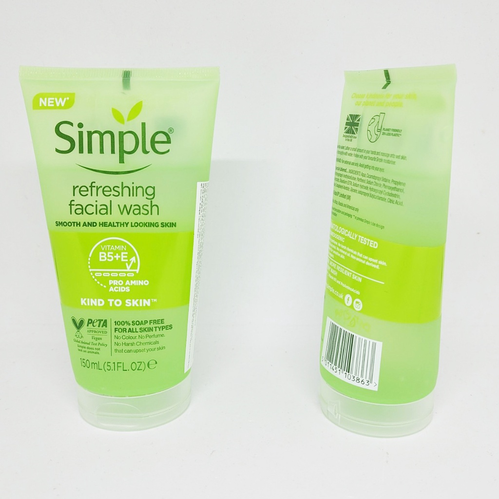 Sữa rửa mặt Simple giúp da sạch thoáng & không chứa xà phòng 150ml
