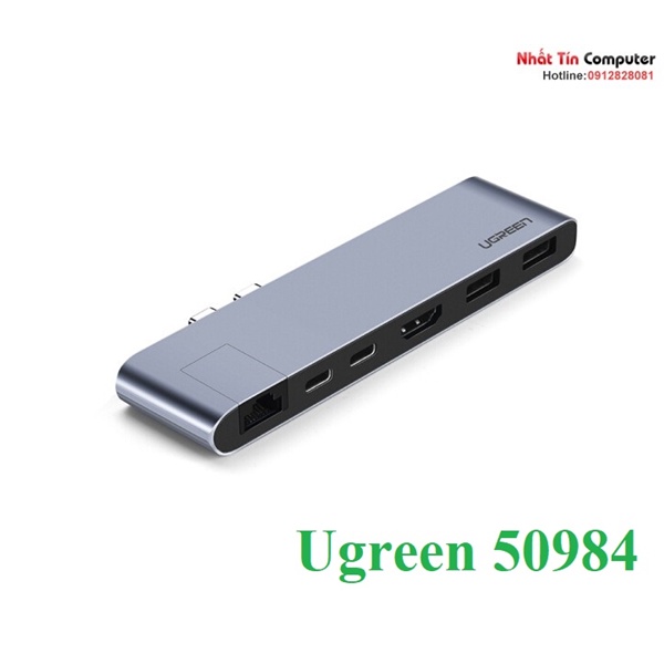 Thiết bị mở rộng USB type-C to HDMI/Lan Gigabit/Hub USB 3.0 chính hãng Ugreen 50984 cao cấp