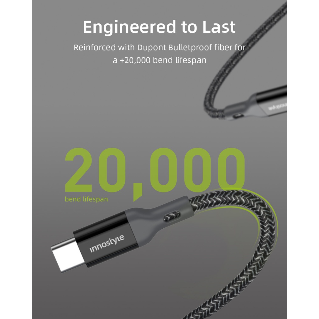 Cáp Innostyle Powerflex USB-C to Ligh_ning 1.5M 20/30/60W ICL150AL