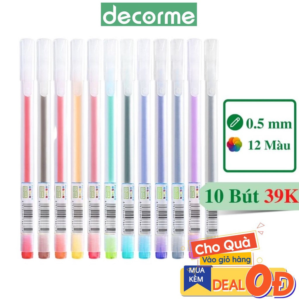 Bút bi màu mực gel DecorMe Resun bút Muji bản dupe 12 màu ngòi 0.5mm (lẻ 1 chiếc)