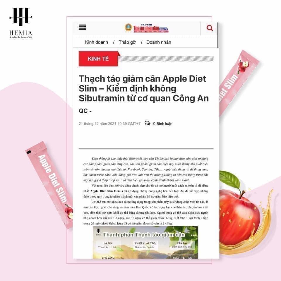 Thạch táo giảm cân Hemia tặng kèm cốm giảm cân