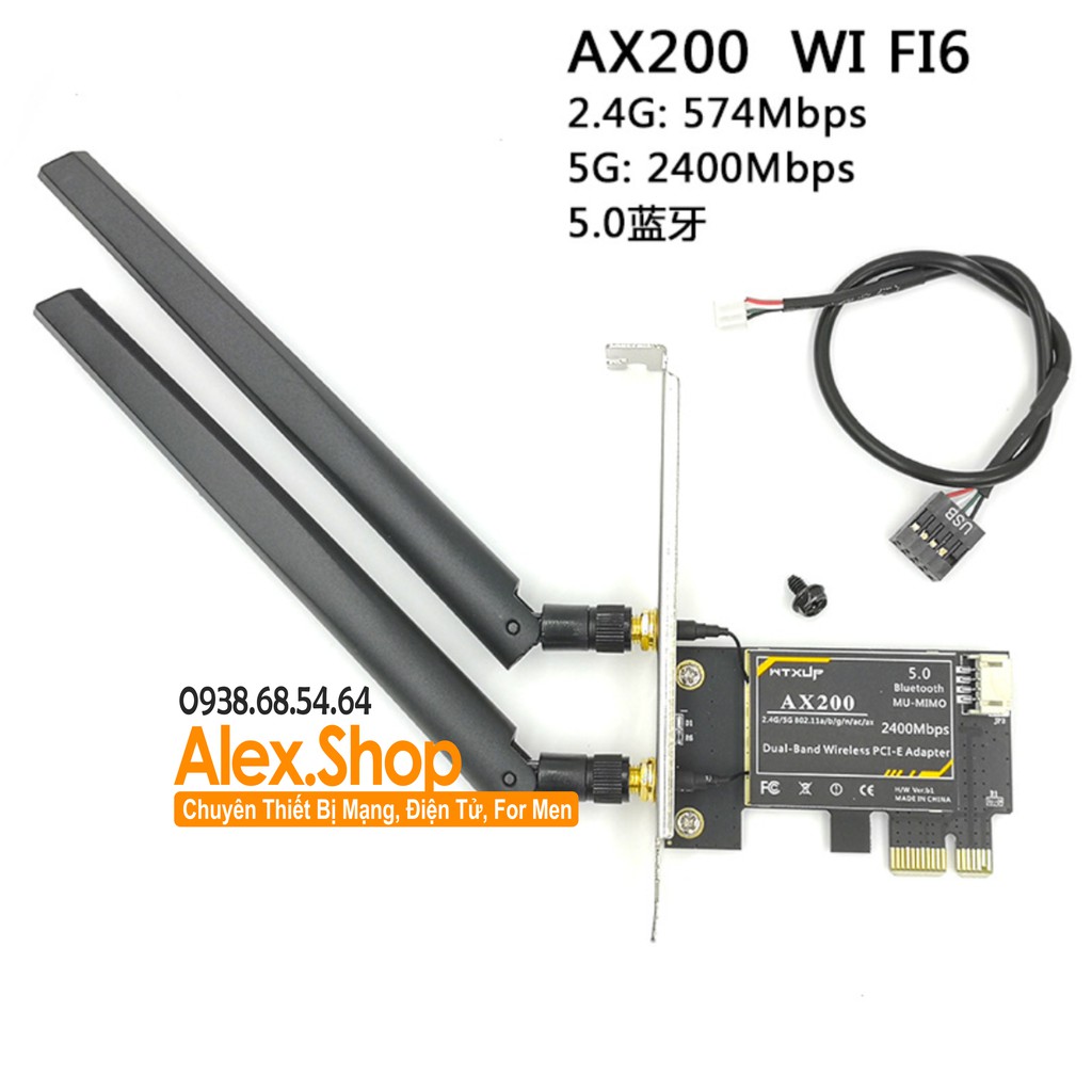 Card Mạng Wifi Cổng PCIE Intel. AX210 / AX200 Wifi 6/6E Giao Tiếp PCIE Bluetooth 5.2/ 5.0