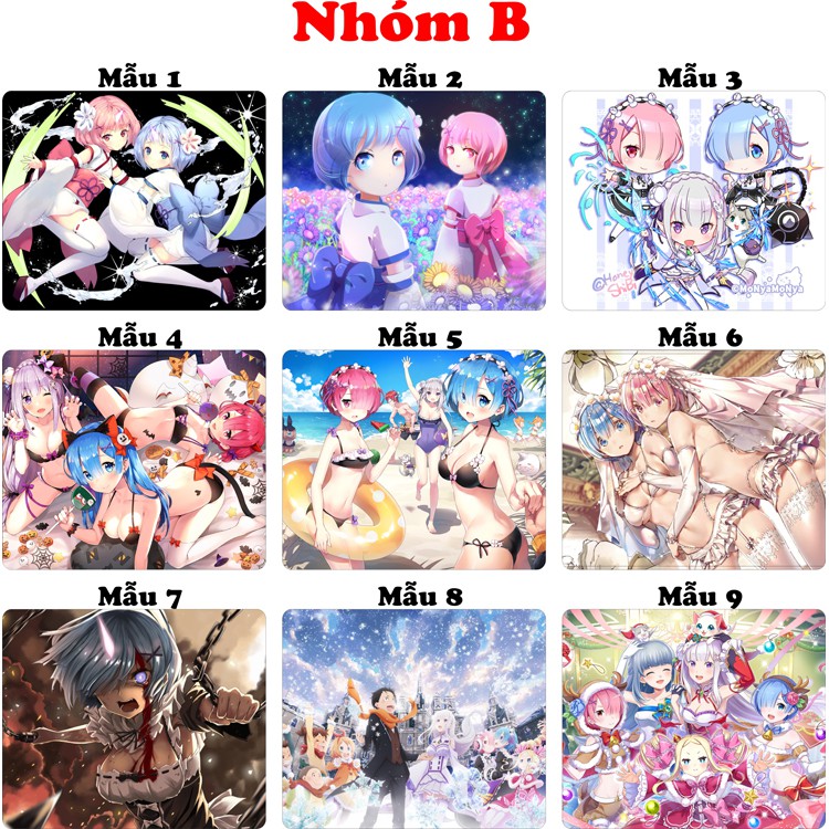 &lt;27 mẫu&gt; Lót chuột máy tính Anime Re Zero kích cỡ bàn di chuột lớn 20x24cm chất liệu mouse pad cao su