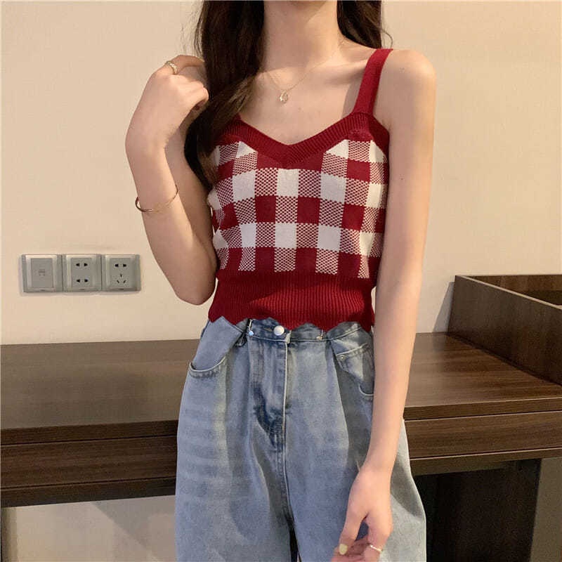 COZOK Áo Len Hai Dây Ngắn Dáng Ôm Phong Cách Hàn Quốc Thời Trang