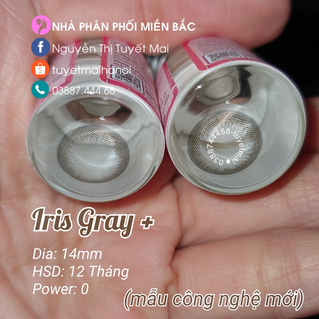 [ Ảnh Thật ] Kính Áp Tròng Màu Xám Tự Nhiên Siêu Êm Siêu Mềm Iris Gray 14mm 0 Độ - Lens Hàn Quốc Chính Hãng