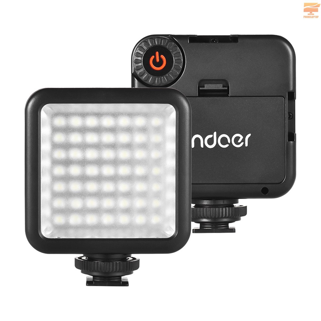 Andoer W49 Mini Interlock Camera LED Panel Light Dimmable Camcorder Video Lighting With Shoe Mount Adapter for Canon Nikon Sony A7 DSLR, Pack of  2pcs