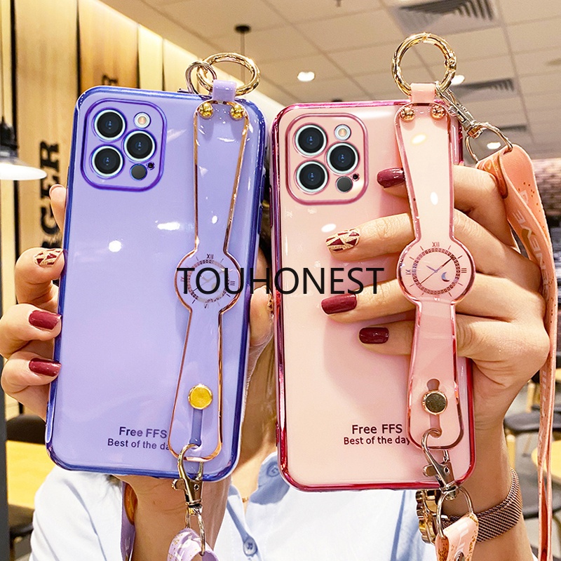Ốp Điện Thoại Mềm Có Dây Đeo Cho Casing For iPhone 11 Pro Max Case For iPhone 12 Pro Max Case For iPhone 6 Case For iPhone 6 Plus Case For iPhone 6S Plus Case For iPhone 12 mini Cute TPU 6D Wrist Strap With Rope Soft Phone Cassing Cover Case