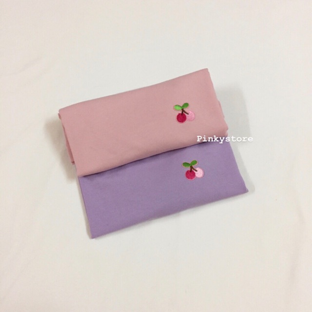 Áo croptop viền thêu cherry 2 màu