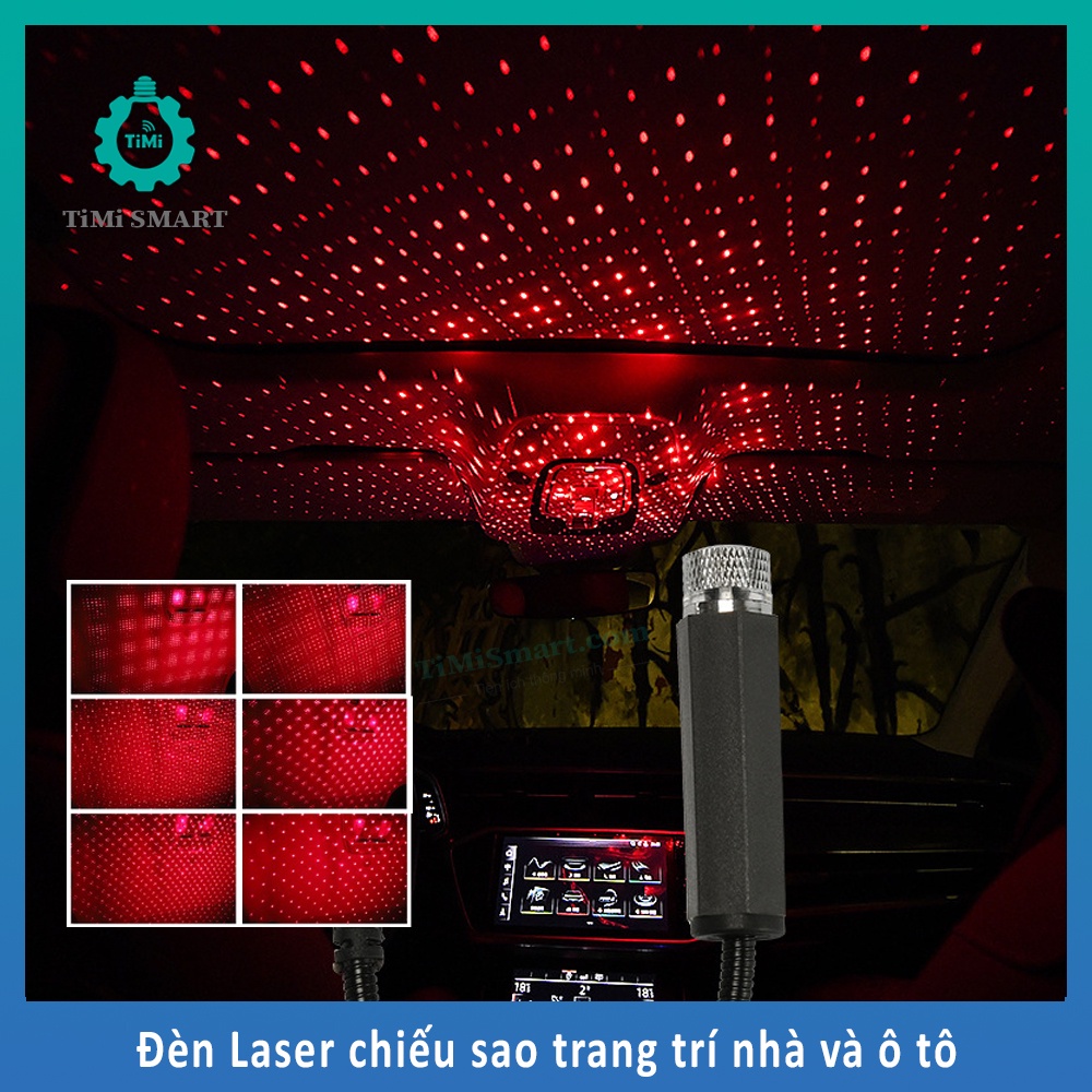 Đèn led chiếu laser trang trí phòng, trần xe hơi ô tô trần nhà cắm usb tiện lợi tạo bầu trời sao đèn lazer đỏ chấm bi