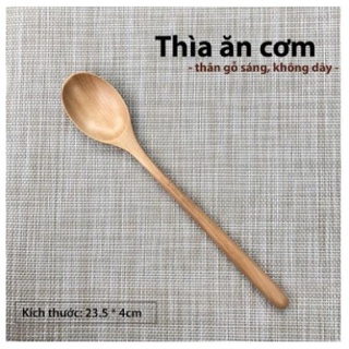 Muỗng gỗ Nhật, thìa gỗ ăn cơm cán dài miệng to phong cách tự nhiên