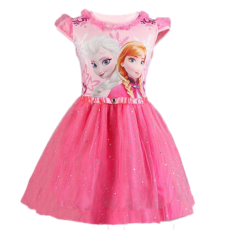 Đầm Công Chúa Anna Elsa Đính Kim Sa Dễ Thương Thời Trang Mùa Hè Cho Bé Gái
