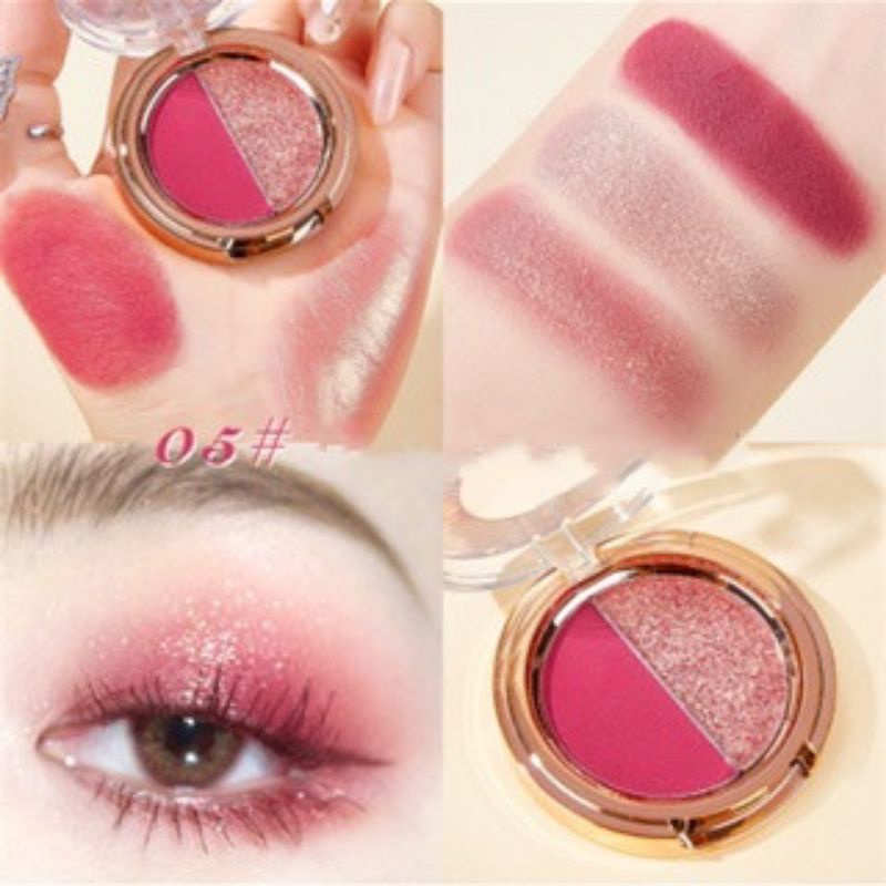 Bảng phấn mắt  Makeup Eyeshadow 2 ô nhũ và lì lên màu cực xinh