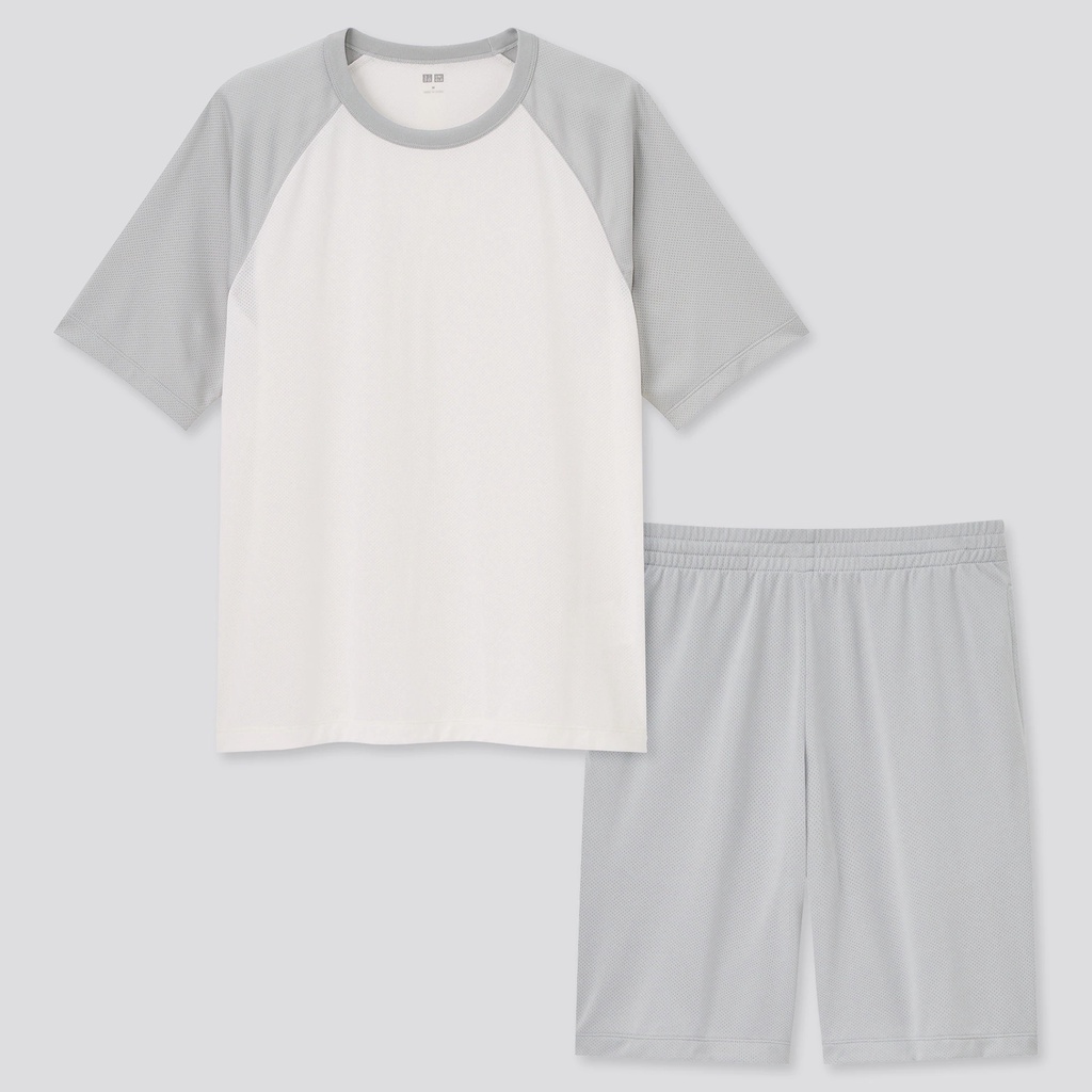 [Auth Uniqlo] Bộ Mặc Nhà Cổ Tròn Lưới AIRism Nam