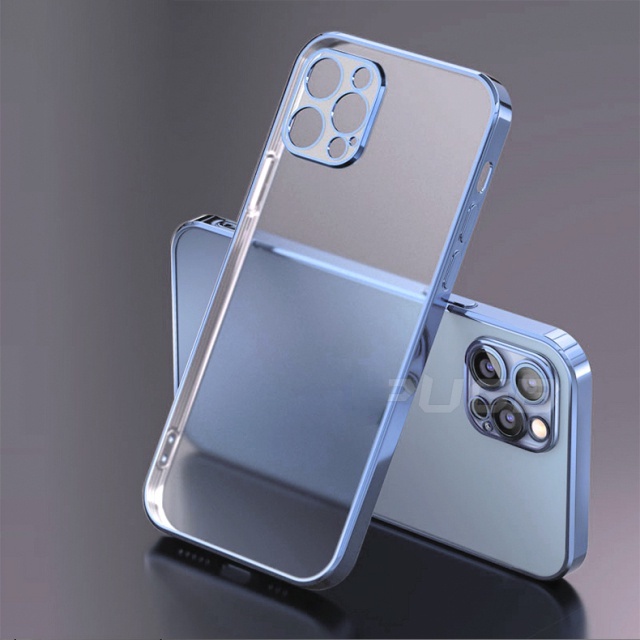 Ốp Điện Thoại Silicon Mềm Viền Vuông Mạ Màu Trong Suốt Sang Trọng Cho iPhone 13 12 11 Pro Max