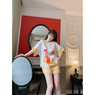 PIJAMA CỘC ĐÙI CÁNH DƠI LỤA SATIN