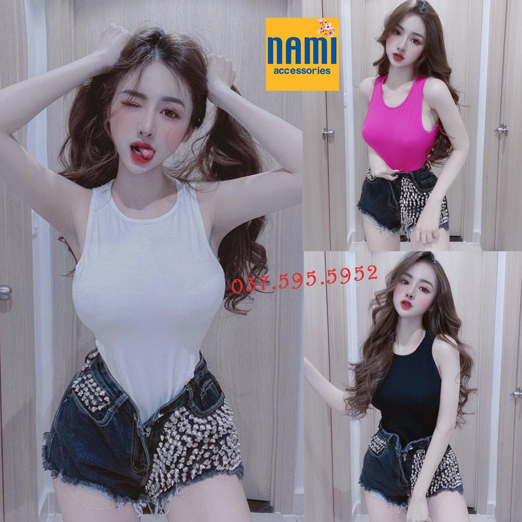 ÁO BODYSUIT SÁT NÁCH CỔ TRÒN SEXY - QANU035