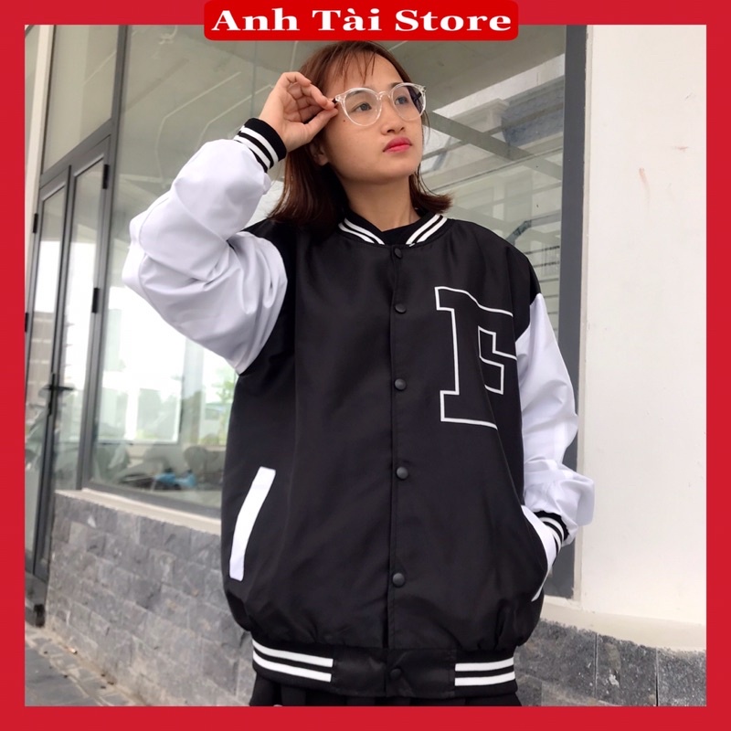 Áo khoác dù bomber nam nữ in hình chữ F áo gió 2 lớp Fom rộng unisex oversize đến 70kg chất vải mero sịn mềm mịn AT 7689