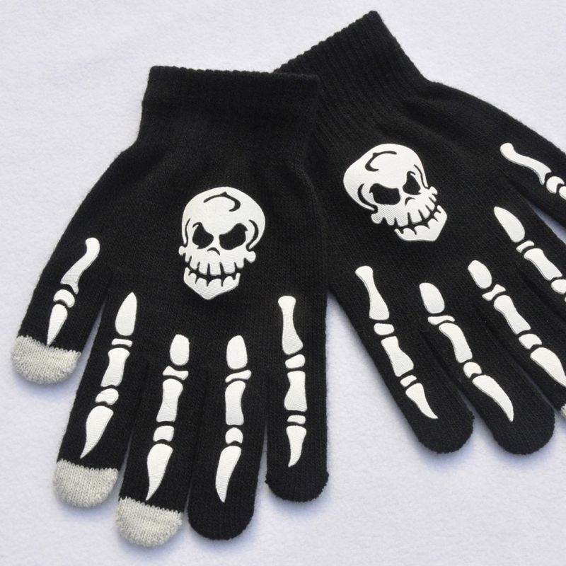 Bao tay giữ ấm dùng lái xe hình đầu lâu phong cách Halloween