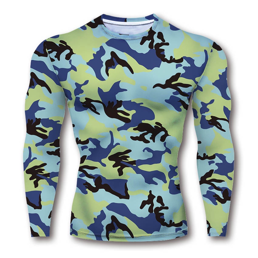 Áo thun HUQISHA tay dài thoáng khí khô nhanh họa tiết rằn ri thời trang mùa hè cho nam