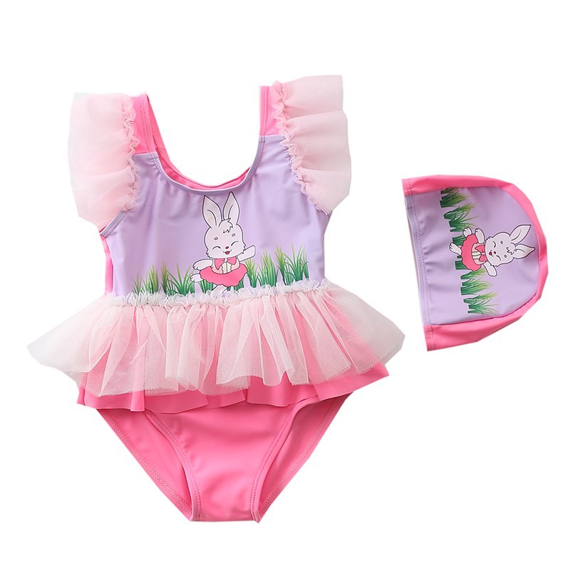 Bikini váy xếp li ren hoạt hình xinh xắn cho bé yêu