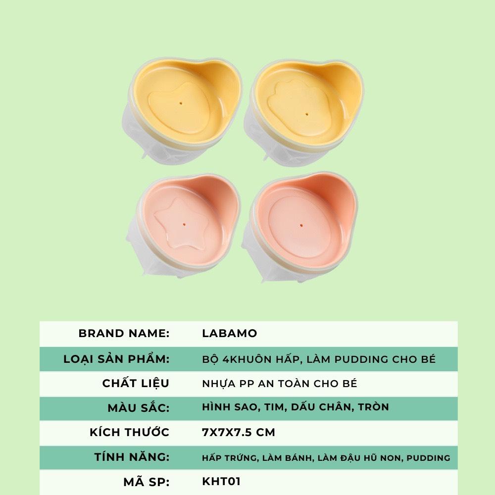 Set 4 khuôn Hấp Trứng Làm Bánh cho bé, làm Caramen Thạch Flan kèm chổi quét silicon mesocshop