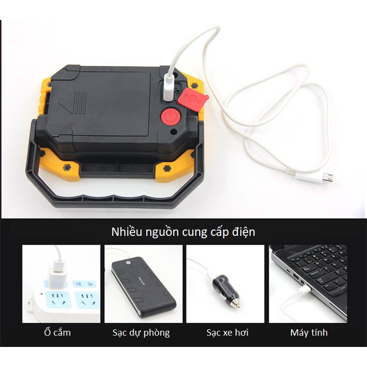 Đèn led ngoài trời công suất 10W sạc điện đa năng
