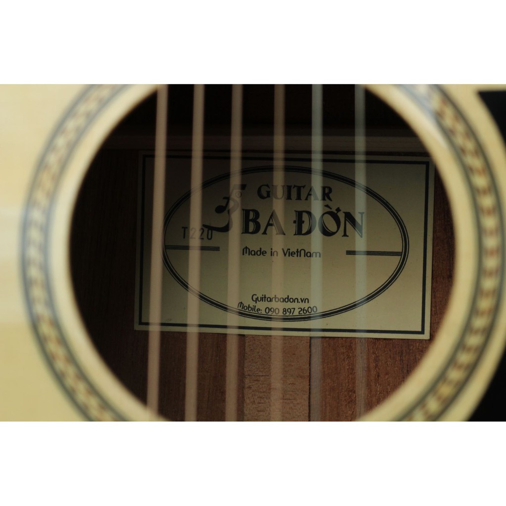 Đàn guitar acoustic Ba Đờn T220 (sản phẩm chế tác thủ công bởi nghệ nhân lâu năm, từ gỗ thịt nguyên tấm)
