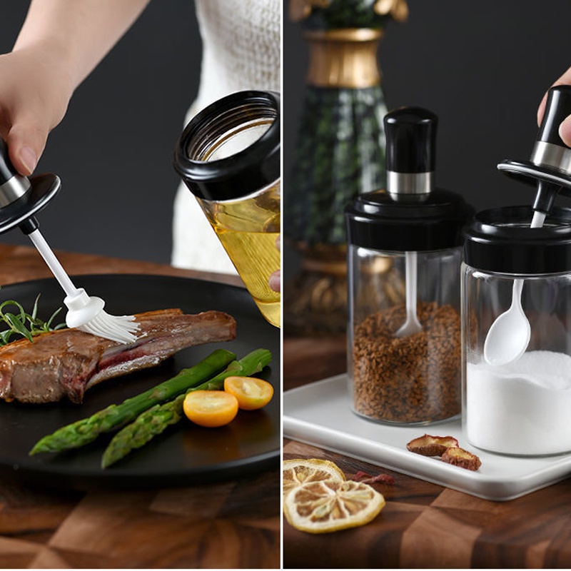 Bộ Hũ Đựng Gia Vị Kèm Muỗng Bằng Thủy Tinh Thiết Kế Thông Minh Dễ Dàng Sử Dụng 250ml