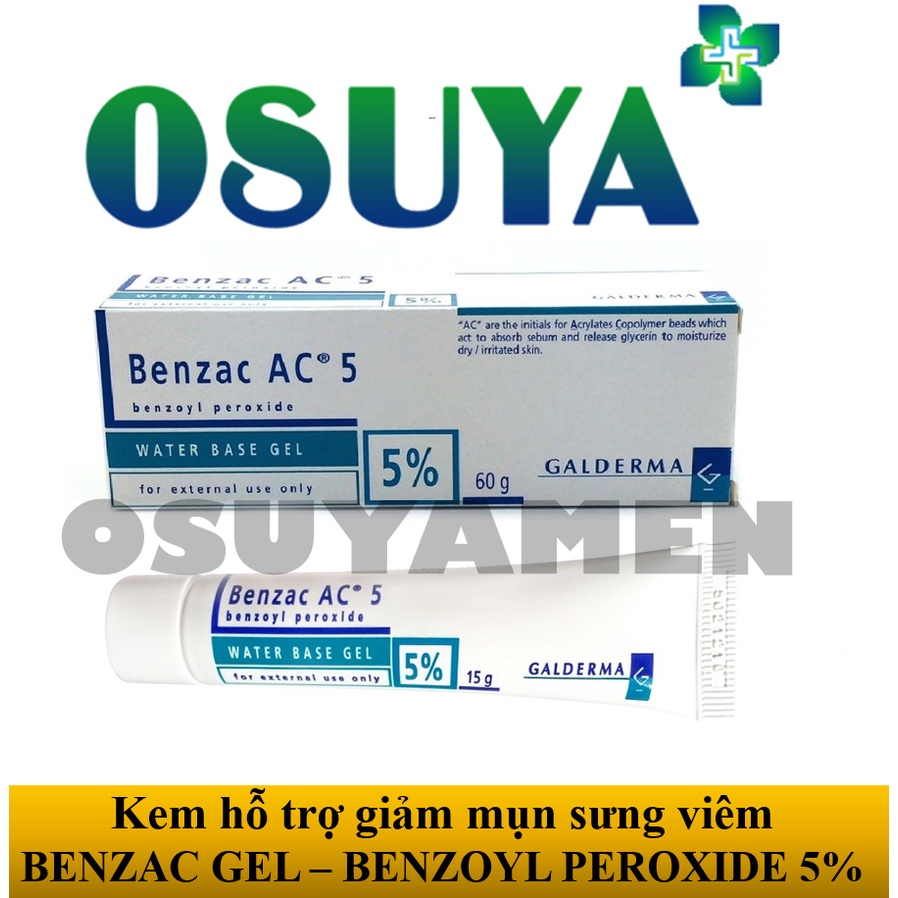 [Chính hãng] Benzac AC 5% - Gel giảm mụn, ngăn ngừa mụn giảm dầu - Benzoyl peroxide 5%