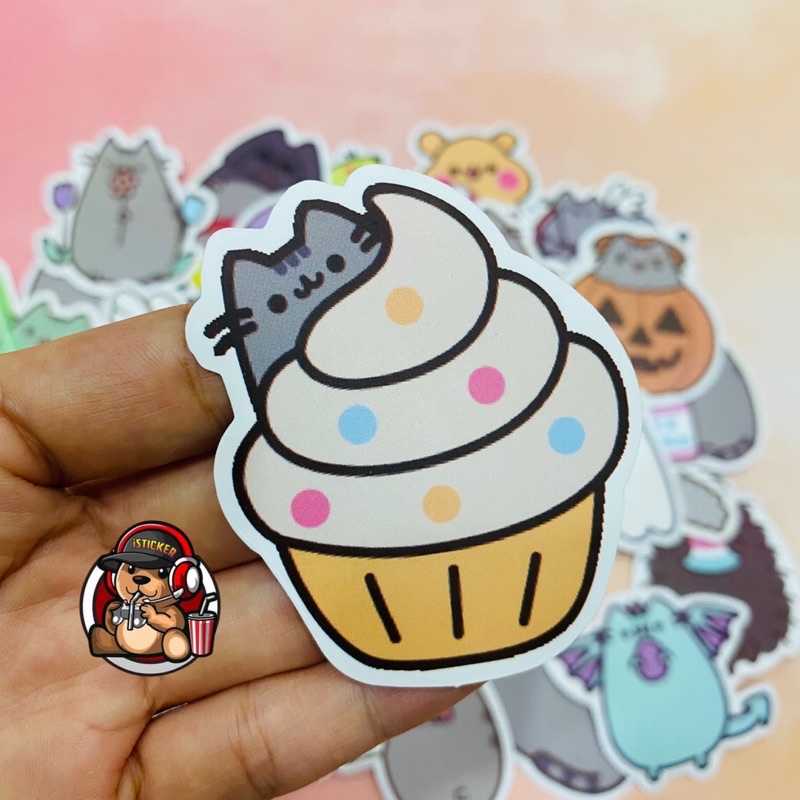 Sticker mèo ú PUSHEEN cute siêu dễ thương chống thấm nước dán mũ bảo hiểm, vali, laptop, điện thoại ..