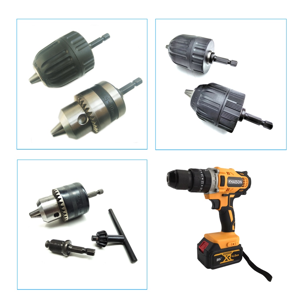 Đầu nối chuyển lục giác 1/4 sang ren tròn 3/8 và 1/2 gắn đầu kẹp khoan (chuyển lục giác sang khoan)