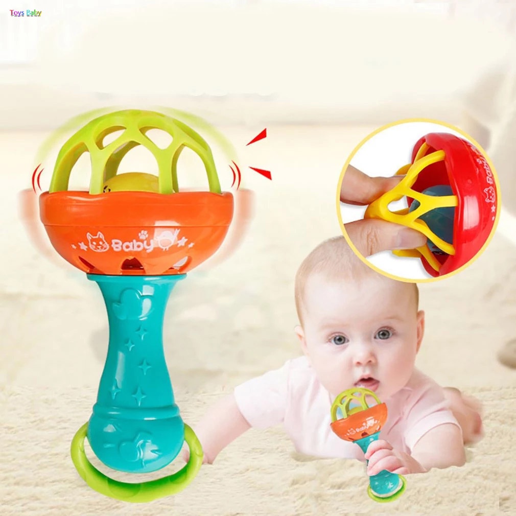 1 pcs Fun games baby soft rubber teether rattle rod multi-functional baby rattle stick with teether baby hand holding toy