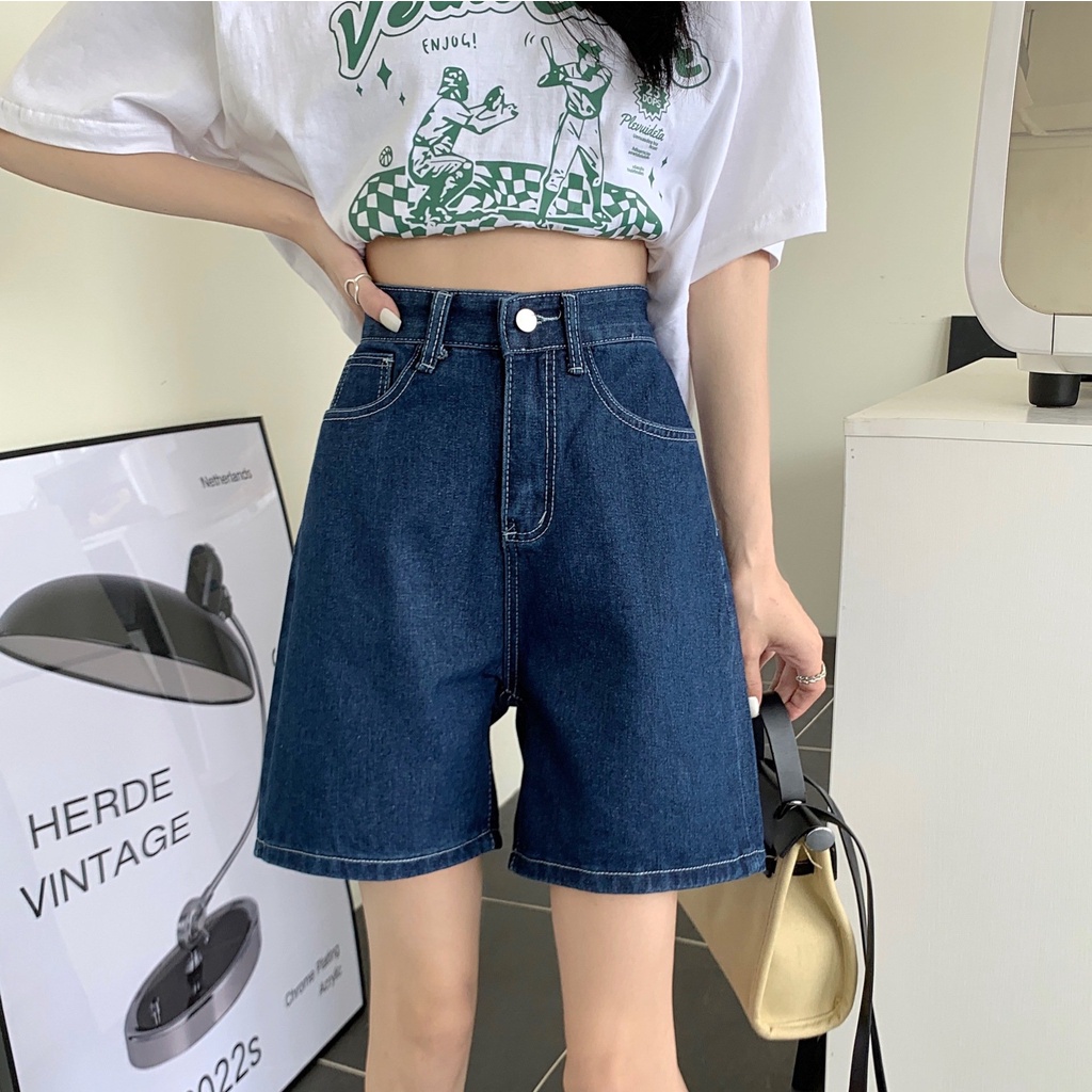 Quần Jean Đùi Nữ Lưng Cao Trơn form Ullzang có Bigsize (SJ1206_VB)