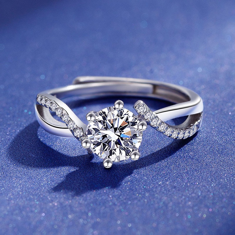 NHẪN CECY BẠC Ý 925 KIM CƯƠNG MOISSANITE TWISTED 997M