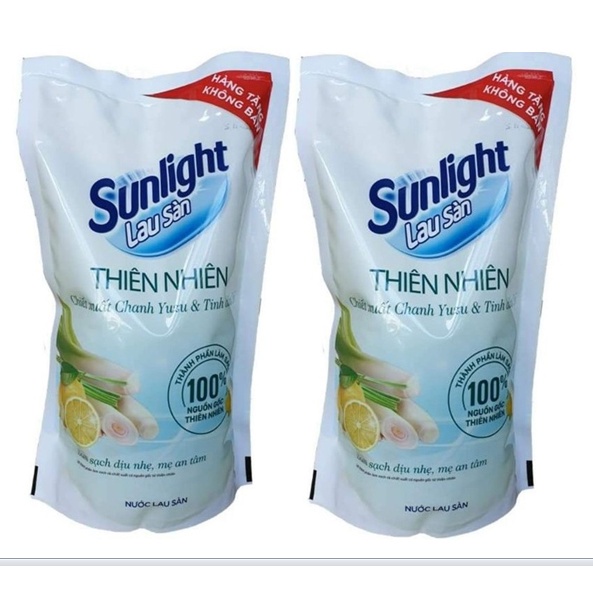 Combo 2 túi Lau Sàn Sunlight Thiên Nhiên 700ml (Hàng Km)