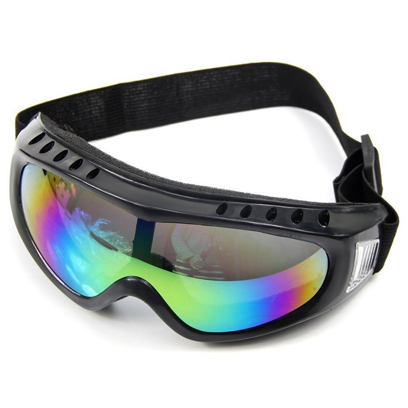 Colorful Coated Safety Skiing Black-rimmed Goggles Outdoor Sport Dustproof Sunglass Eye Glasses(Colorful)