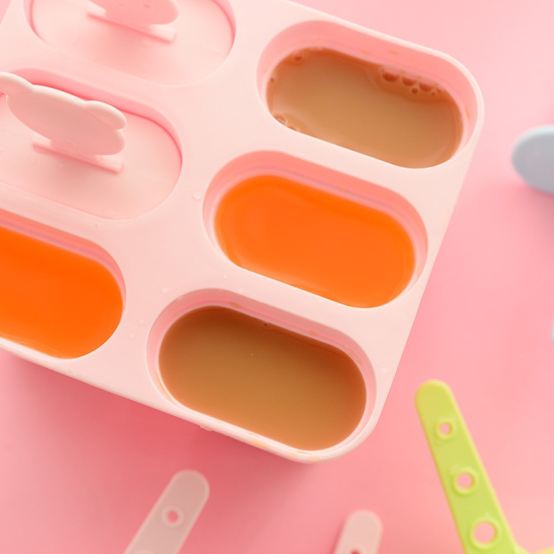 Khuôn Làm Kem Que 6 Ngăn Hình Gấu / Trái Cây Dễ Thương Diy