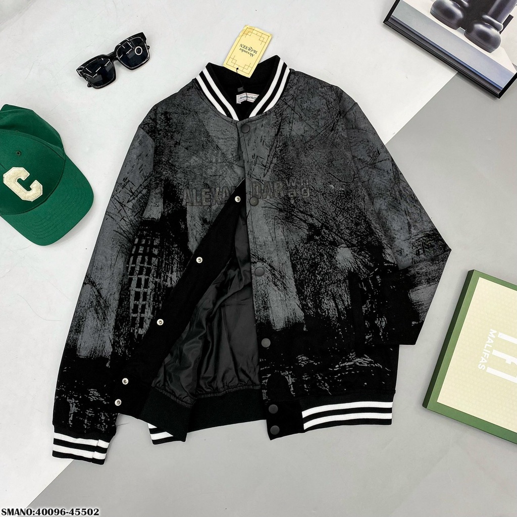 Áo Khoác Nỉ Bomber 2 Lớp Thêu Chữ Alexandar Wang Nam Nữ - Áo Bomber Siêu Chất Dành Cho Nam