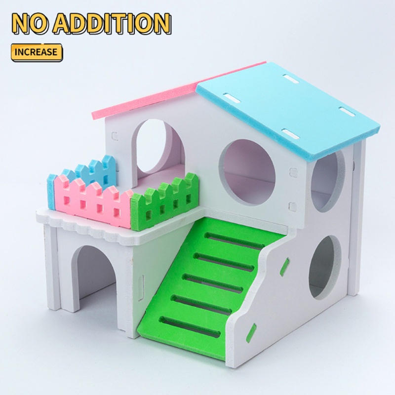 Nhà gỗ 2 tầng nhiều màu sắc dành cho chuột hamster