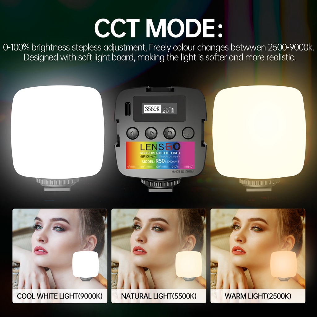 Đèn LED quay phim Ulanzi VL49 RGB Lensgo R50 cho máy ảnh, điện thoại và gopro. BH 1 tháng.