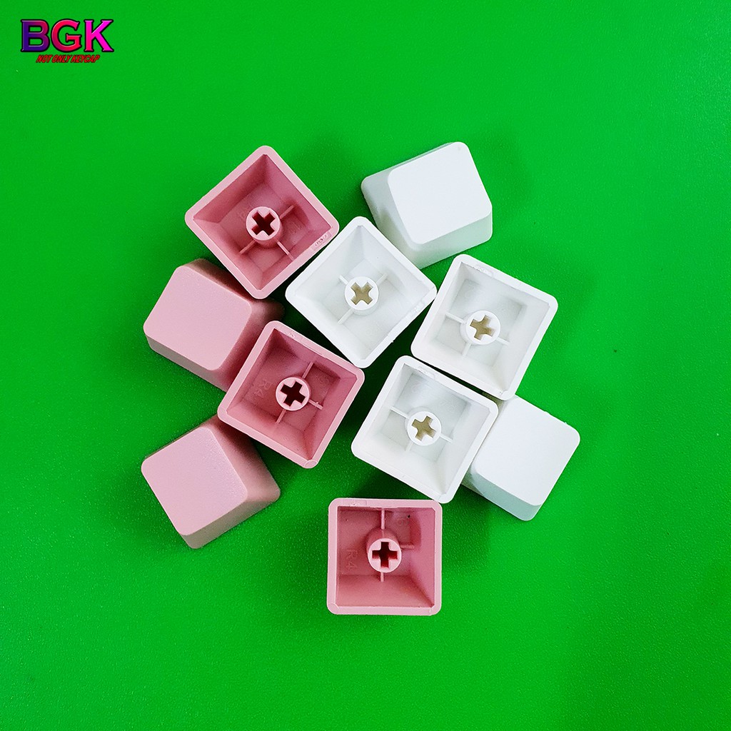 Combo 5 Keycap PBT Blank Trống Hồng Và Trắng Chất Liệu PBT Dày Chuẩn OEM R4