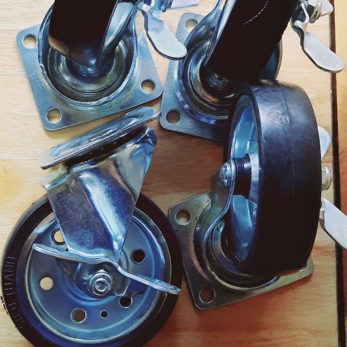 BỘ 4 BÁNH XE CAO SU 10CM CÓ KHÓA - SIÊU THANH