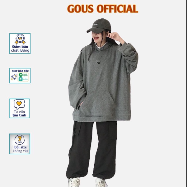 Áo Hoodie Nữ Form Rộng Hoodie Kèm Mũ Xinh Xắn PINGO Phong Cách Trẻ Trung Chất Vảo Da Cá Mềm Mịn - 1768 ( Gous Official )