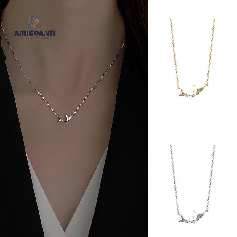 ✨✨Vòng cổ nữ phối mặt hình bướm đính đá pha lê phong cách Hàn Quốc