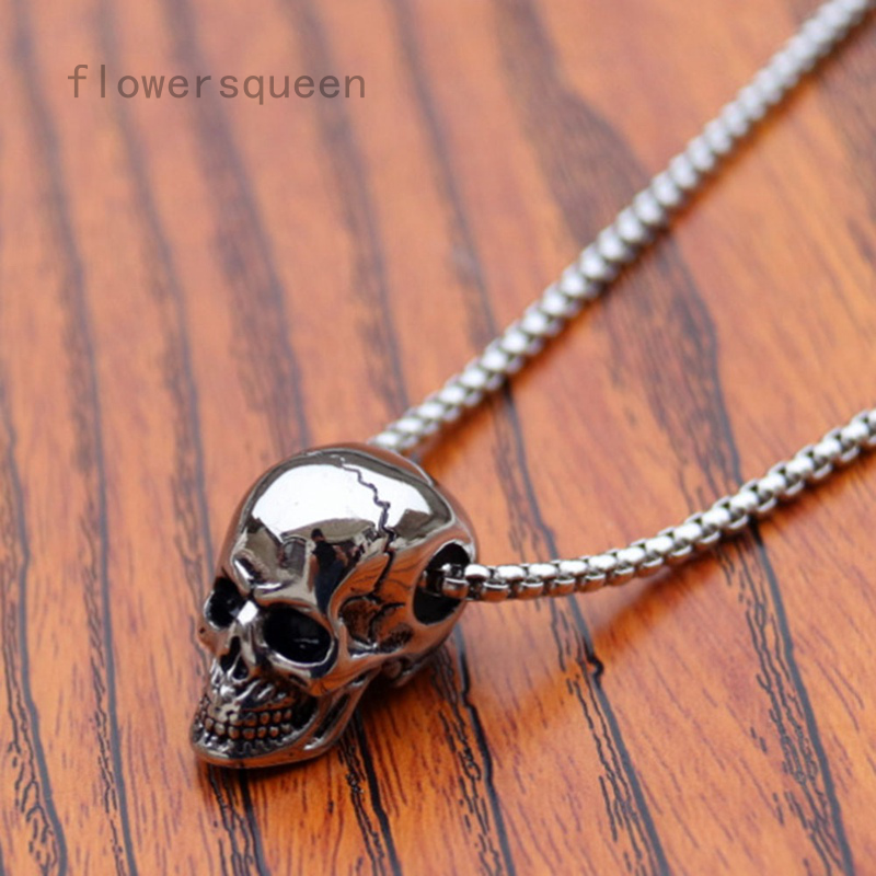 flowersqueen Dây Chuyền Titan Hình Đầu Lâu Phong Cách Gothic